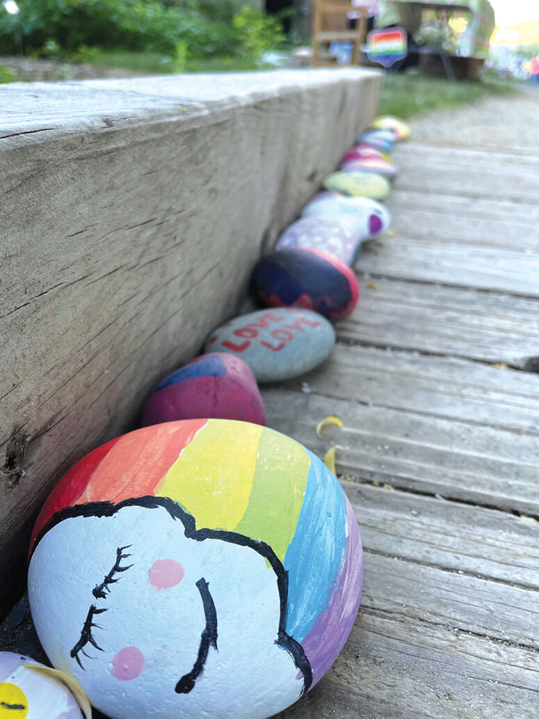 Rocks painted by the Wood River High School Pride Club
